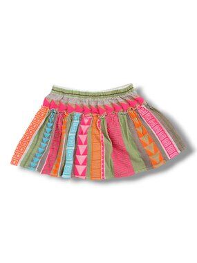 Girls Devotion Twin Stars Boho Neon Orange Pink Geo Print Eclectic Skort Size 6